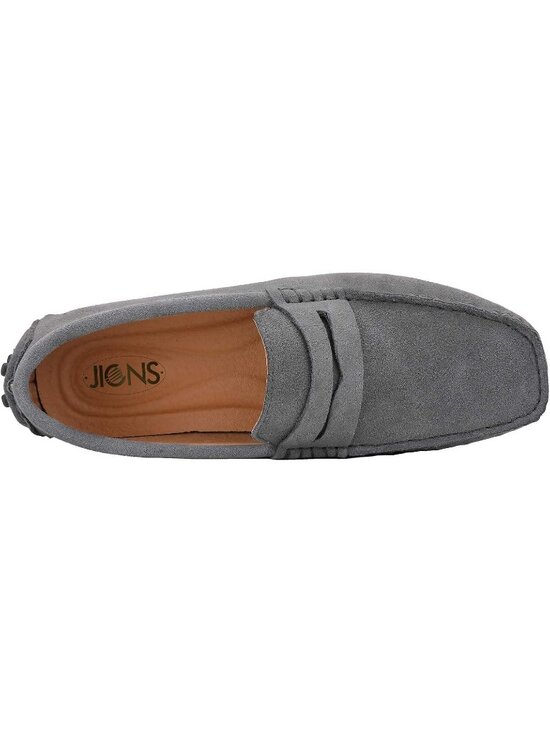 JIONS Men\'s Grey Suede Cow Leather Penny Loafers Moccasins Slip On Casual Shoes main image 5